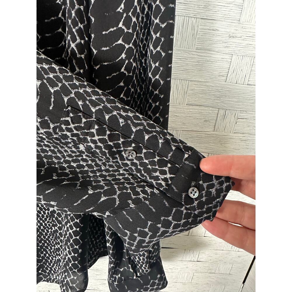 Joie women's blouse sheer‎ snake skin animal print black white dark academia - Picture 3 of 10
